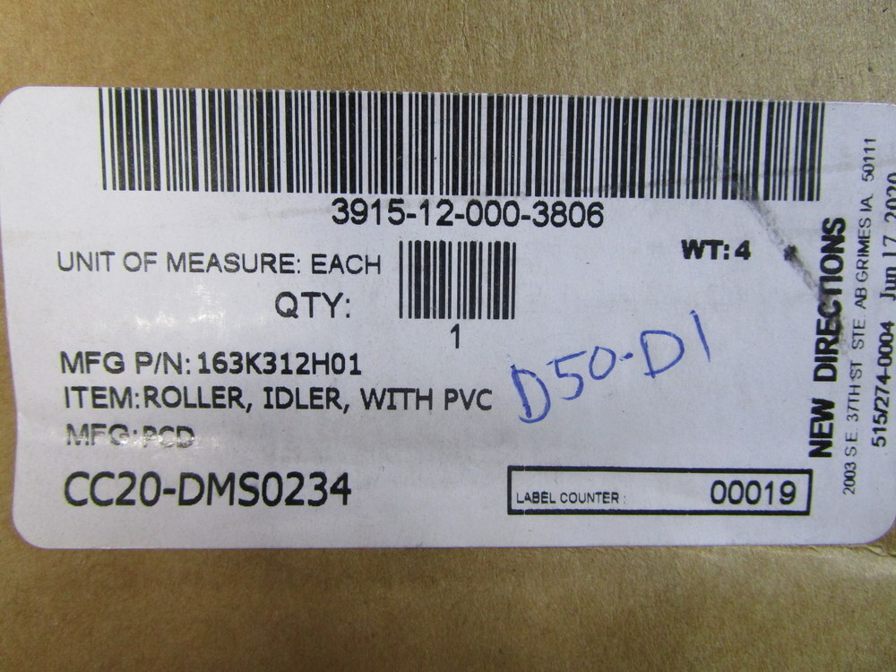 PCD 163K312H01 Interroll Roller, Idler