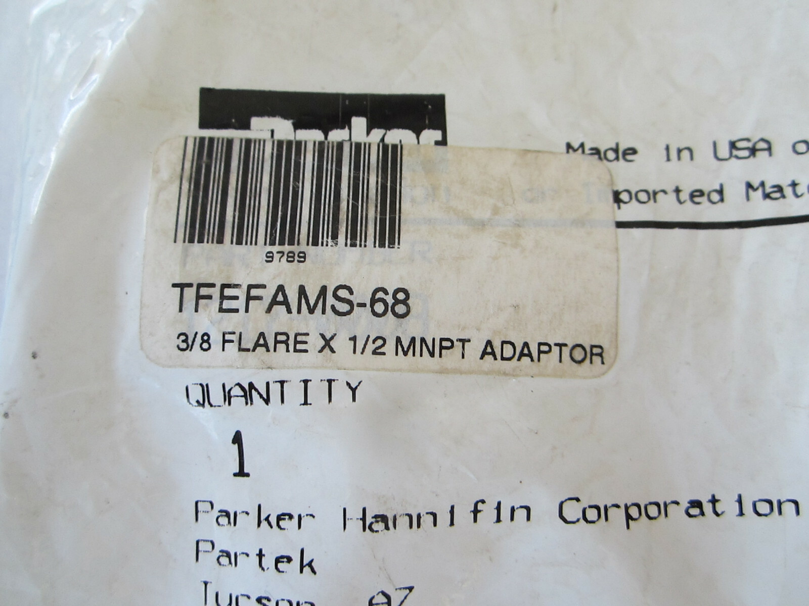 PARKER HANNEFIN TFEFAMS-68 3/8″x1/2″ MNPT FLARE ADAPTER