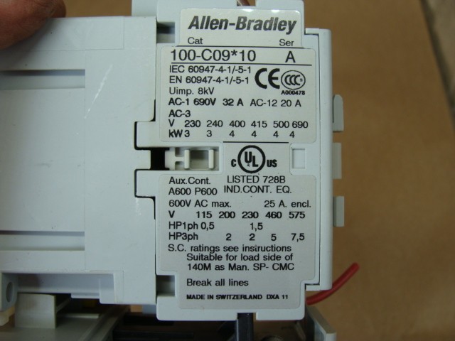 LOT OF 2 ALLEN BRADLEY CONTACTORS 100-C09*10 W/OVERLOAD RELAY 193-EECB