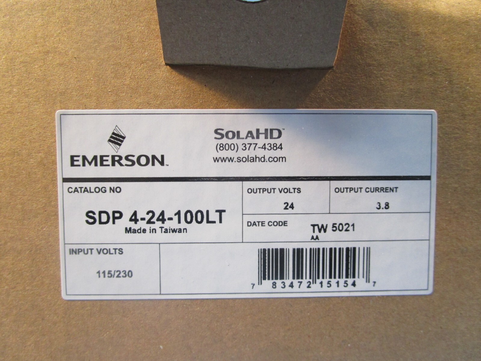 SOLA SDP 4-24-100LT, EMERSON, Power Supply, AC-DC, 26V, 3.8A, 85-264VAC,Enclosed