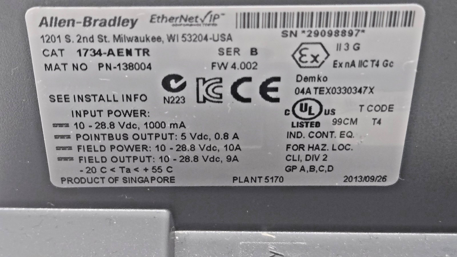 Allen Bradley 1734-AENTR / 1734-EP24DC / 1734-IB4 LOT