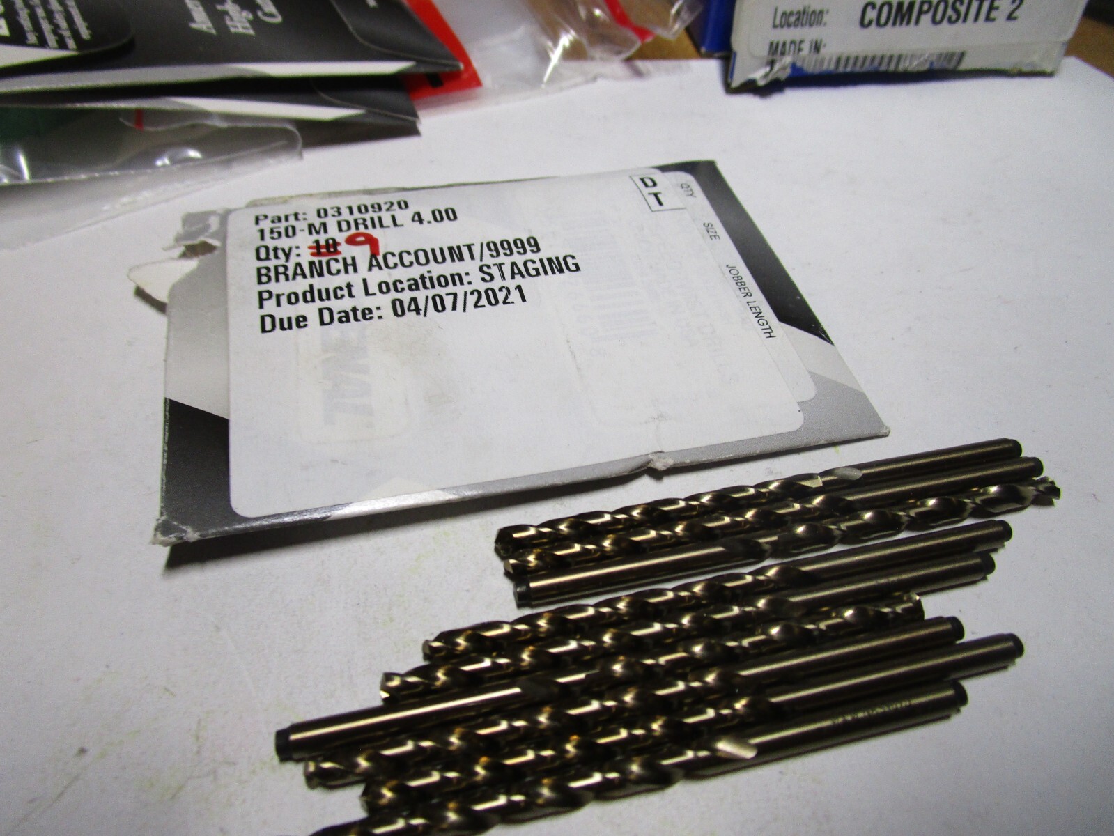 4.00mm x 83.0mm OAL 135° Split Gold Cobalt Straight Jobber Drill QTY 9