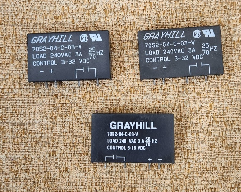 GRAYHILL 70S2 04 C 03 V -3A 240 VAC Relay Lot of 3 two control 3-32 and one 3-15