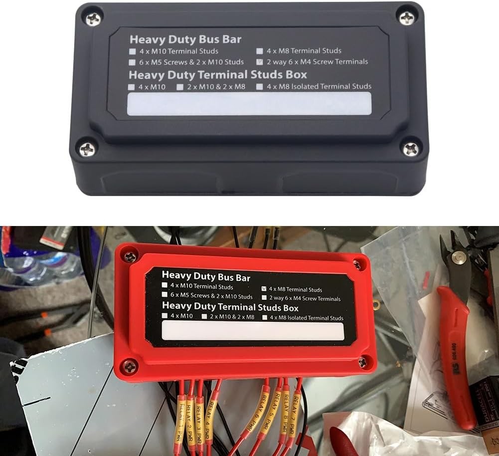 100A Bus Bar with 4X 1/4″ Posts+ 12x 100A- 4X1/4(M6)- Black&Red 2pack