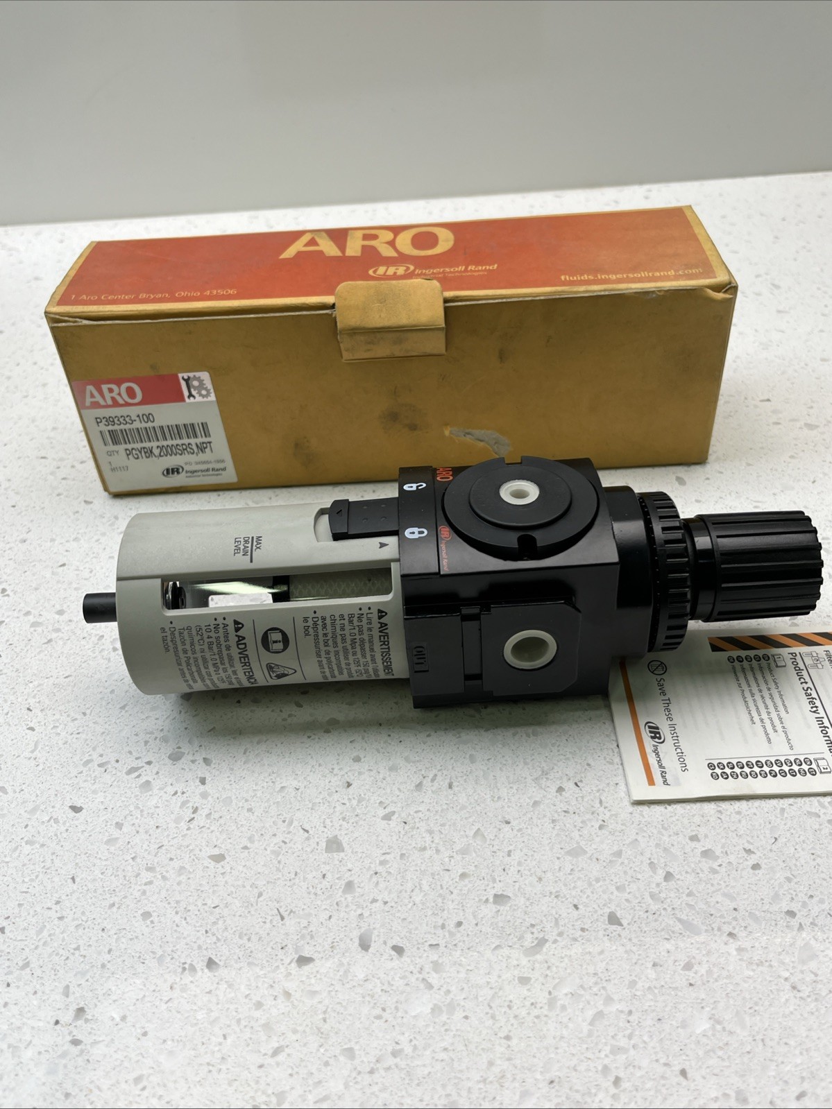 Aro P39333-100 Filter/Regulator, 9.96 In. H, 3.15 In. W