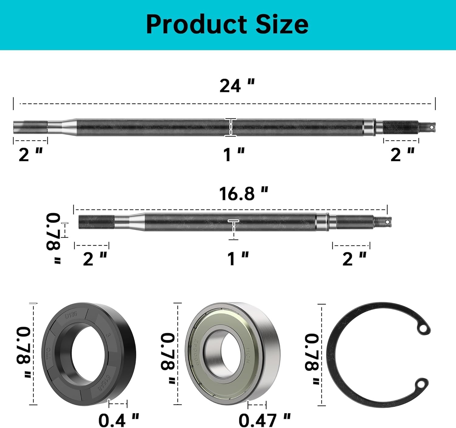 10L0L Golf Cart Rear Splined Axle Shaft Kit,Driver Side & Passenger Side,for 199