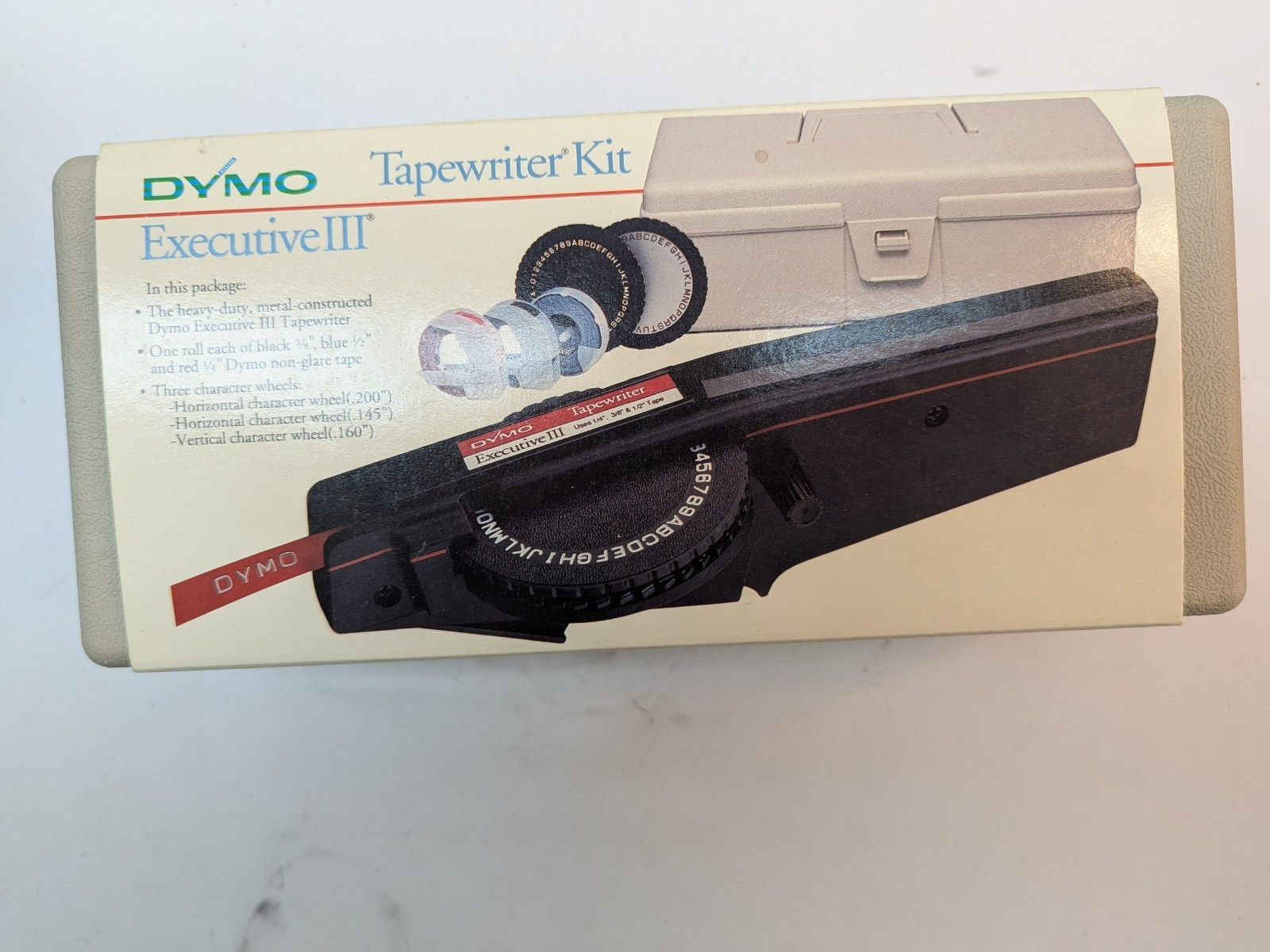 DYMO Exclusive III Tapewriter Kit #1575-04 with Hard Plastic Case Made in USA