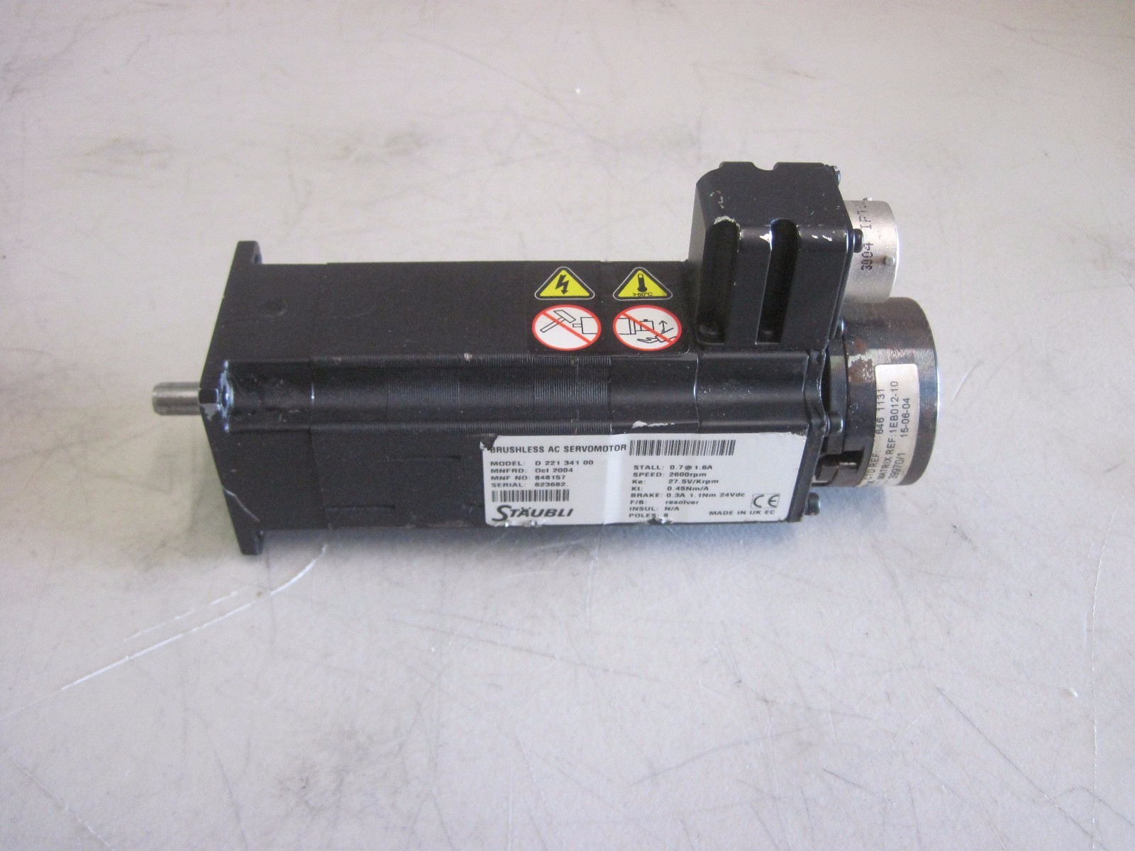 100% WARRANTY Staubli D 221 341 00 Servo Motor & Matrix 1EB012-10 Resolver