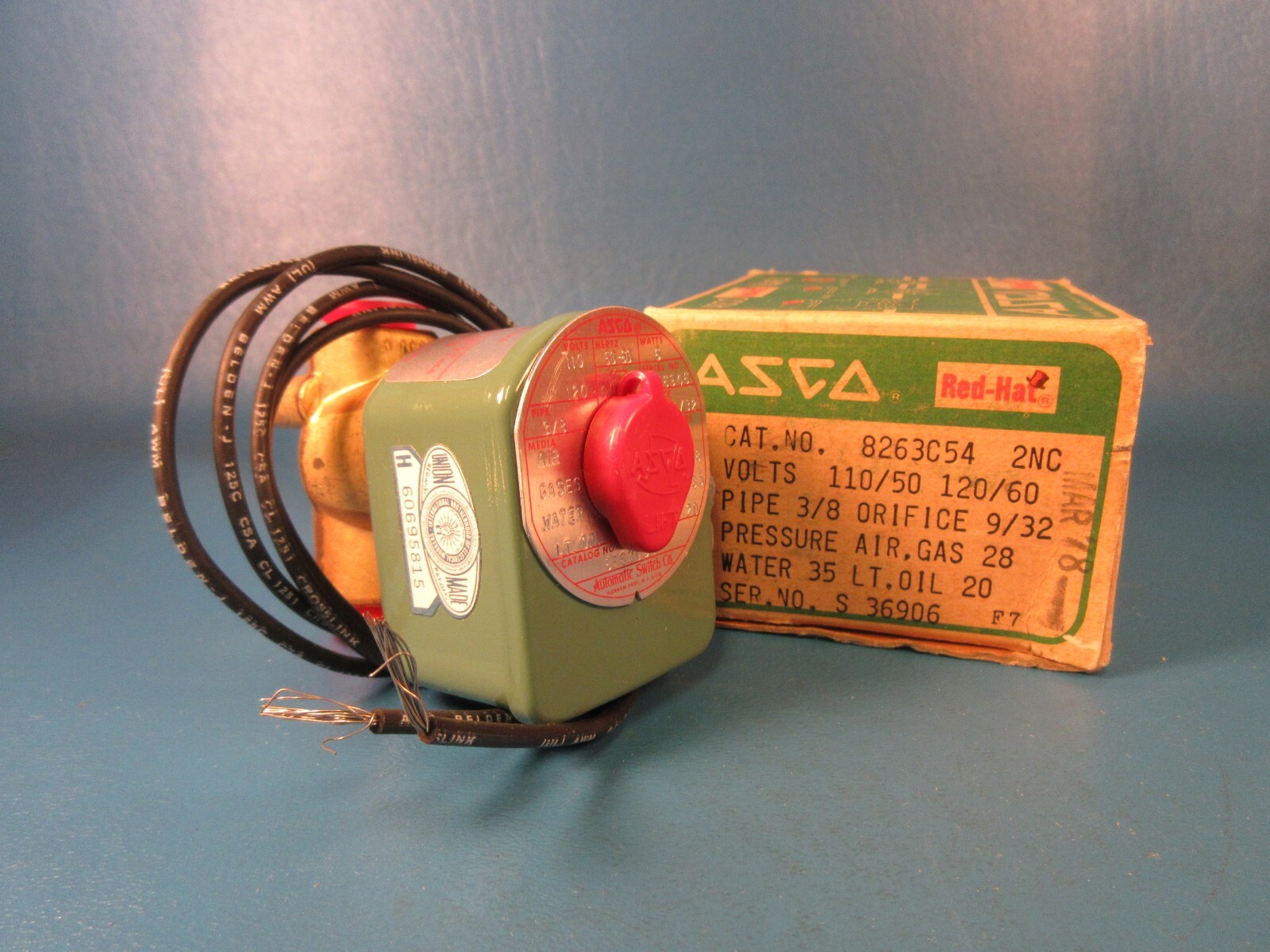 ASCO 8263C54, Solenoid Valve 120V 3/8″ NPT, ORIFICE 9/32