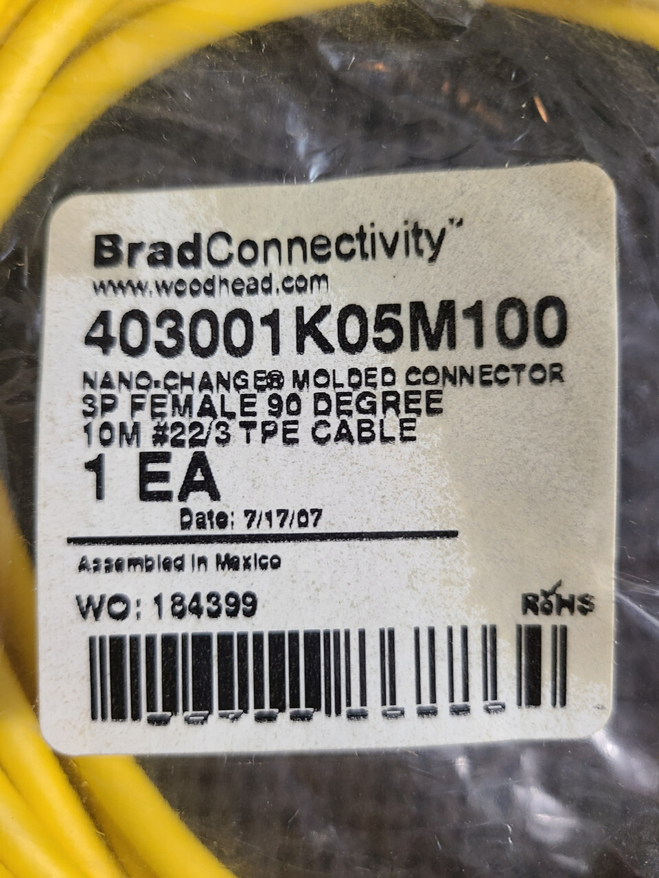 BRAD CONNECTIVITY 1200860352 3P FEMALE 90 DEGREE 10M 22/3AWG 403001K05M100
