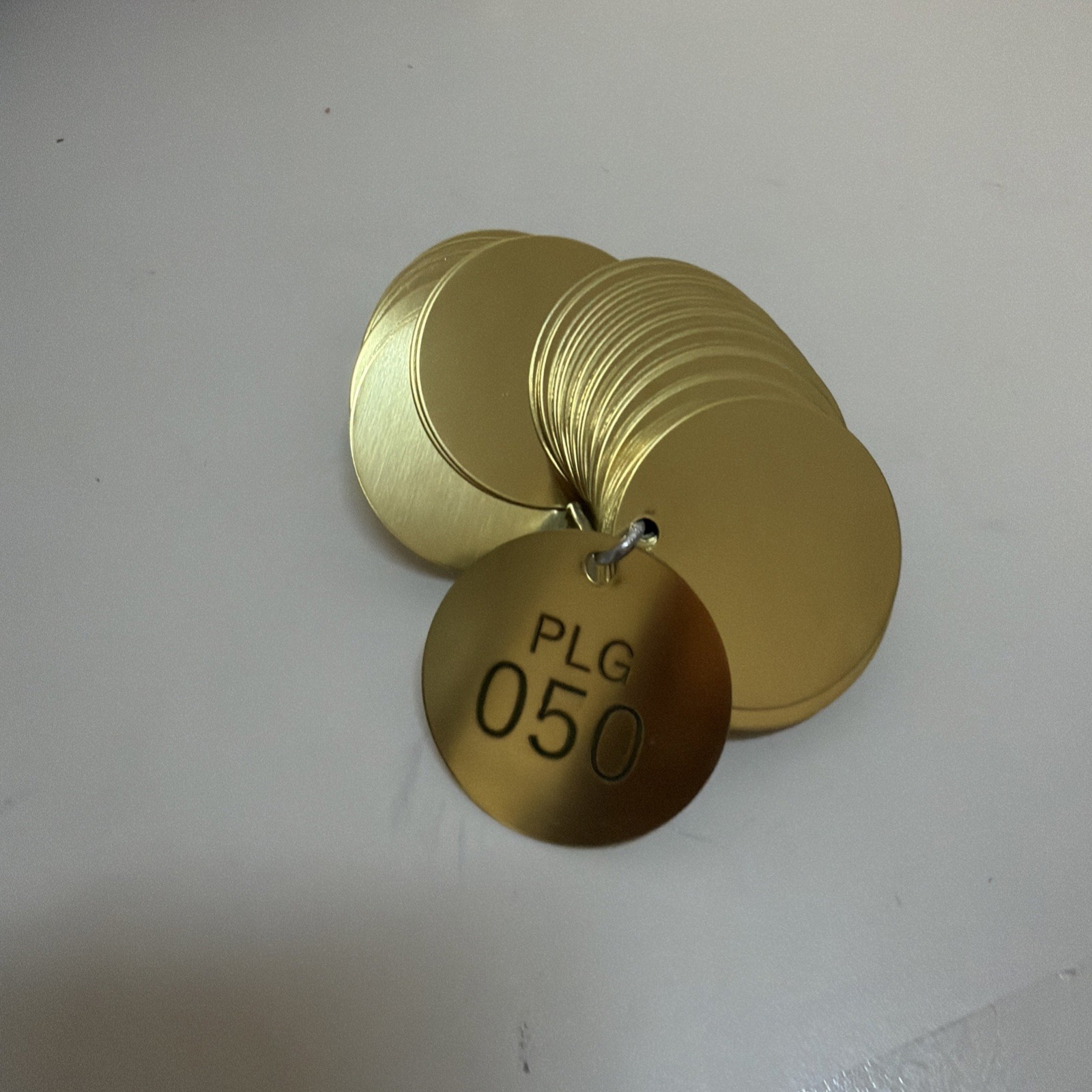 Brady 2″ 100 PACK Stamped Brass Valve Tags Legend “PLG” CHOOSE (001 TO 700)