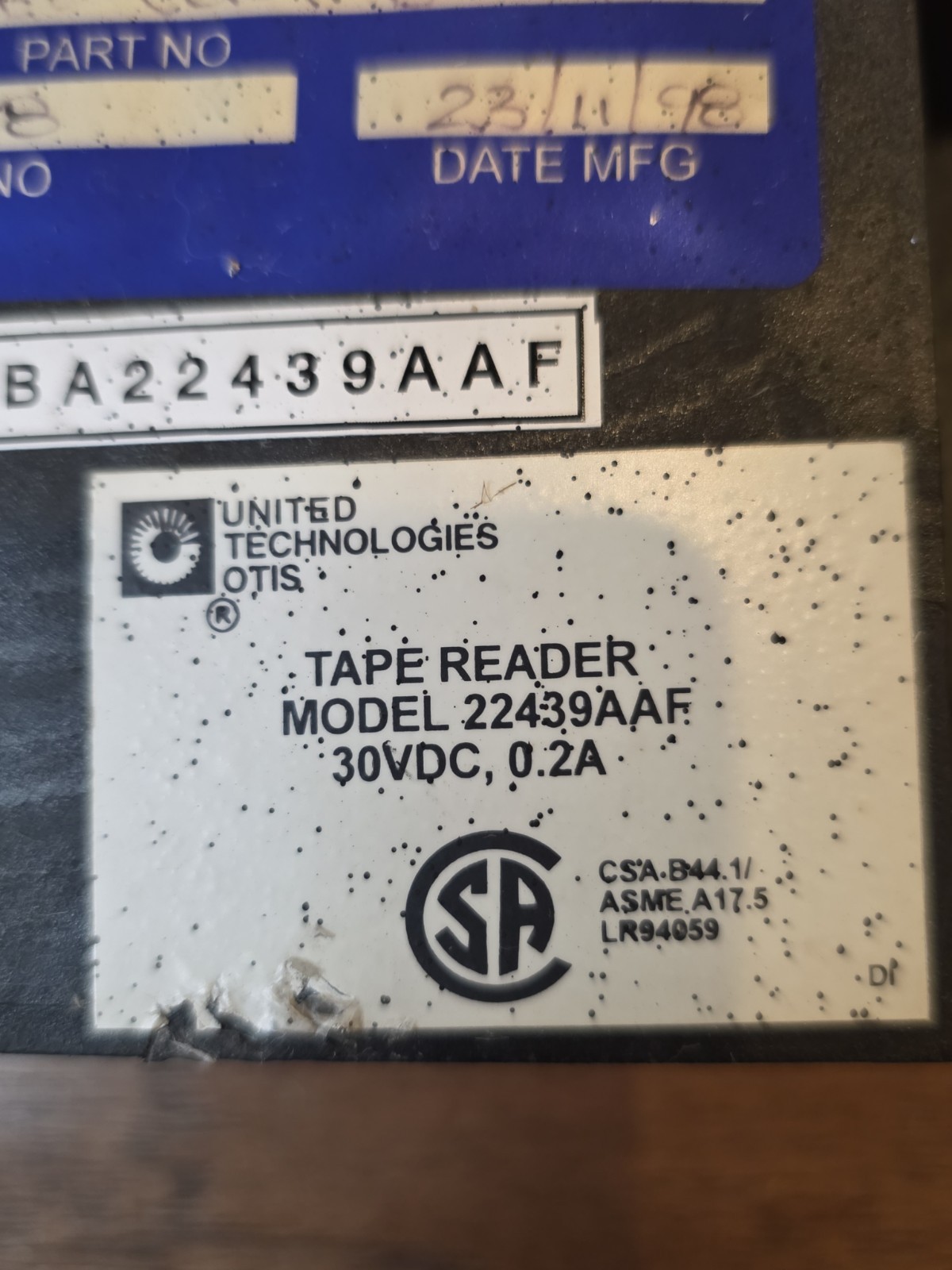 Otis 211 Tape Reader Part # ABA26800SB2 Model 22439AAF