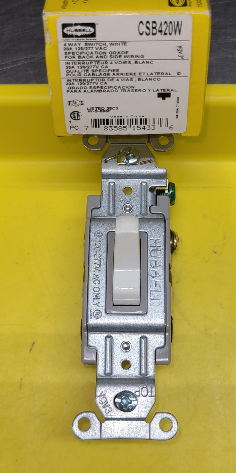 Hubbell CSB420W 20-Amp 4-Way Toggle Light Switch, White