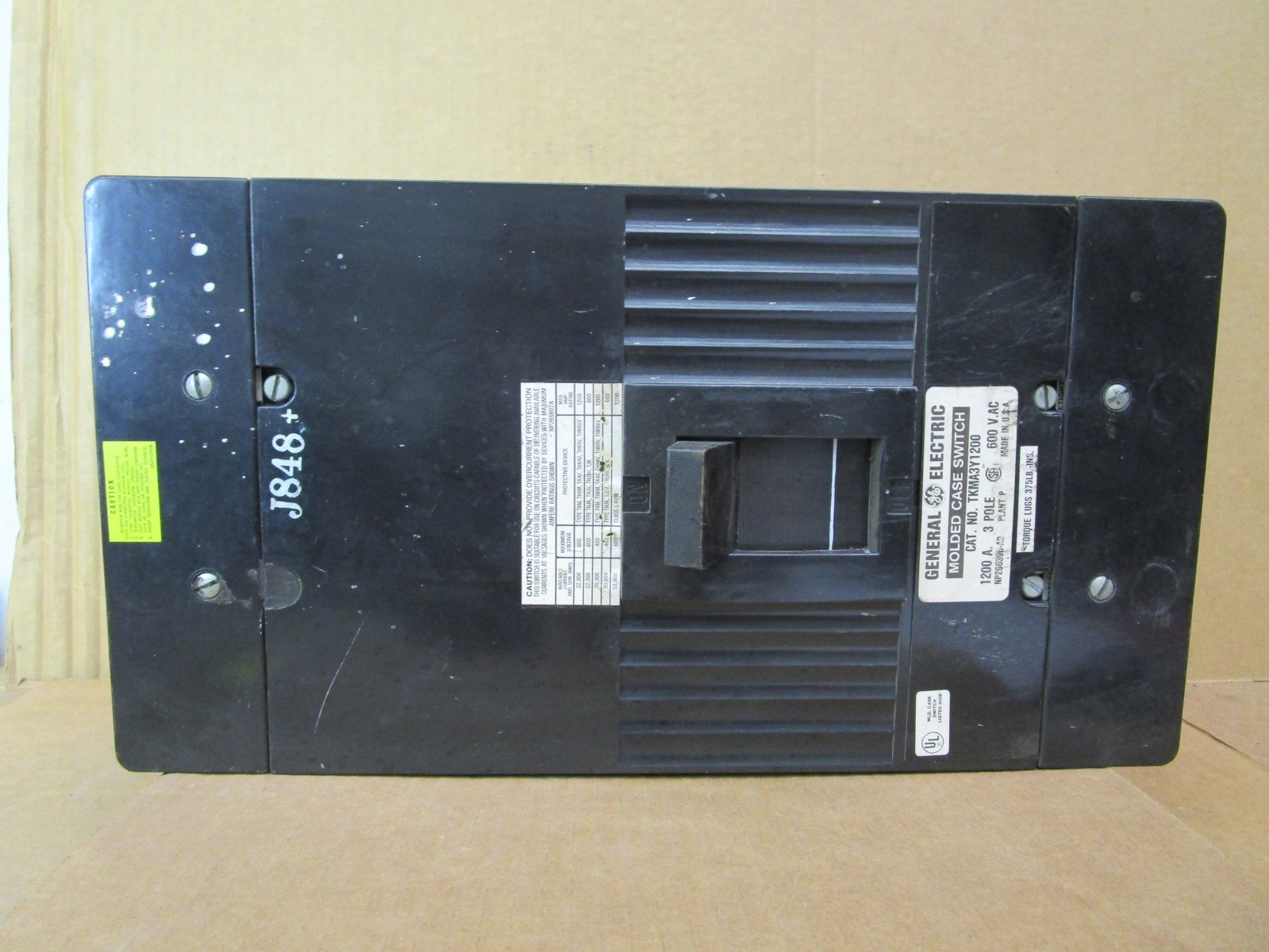 General Electric TKMA3Y1200 1200A 3 Pole 600VAC Molded Case Switch 51596LR