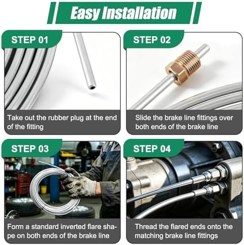 25Ft 3/16″ Upgraded Zinc Coated Steel Brake Line Tubing Kit, Robust Reliable Hyd