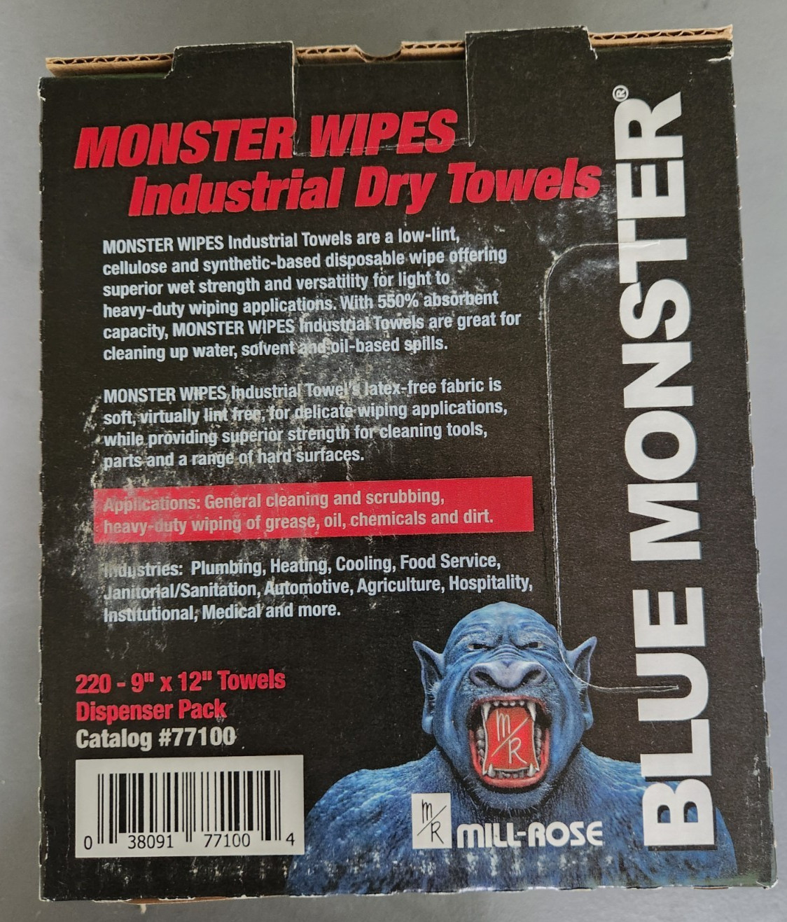 (220 Pcs) Mill-Rose Blue-Monster Wipes 9″ x 12″ Dry Towels, #77100