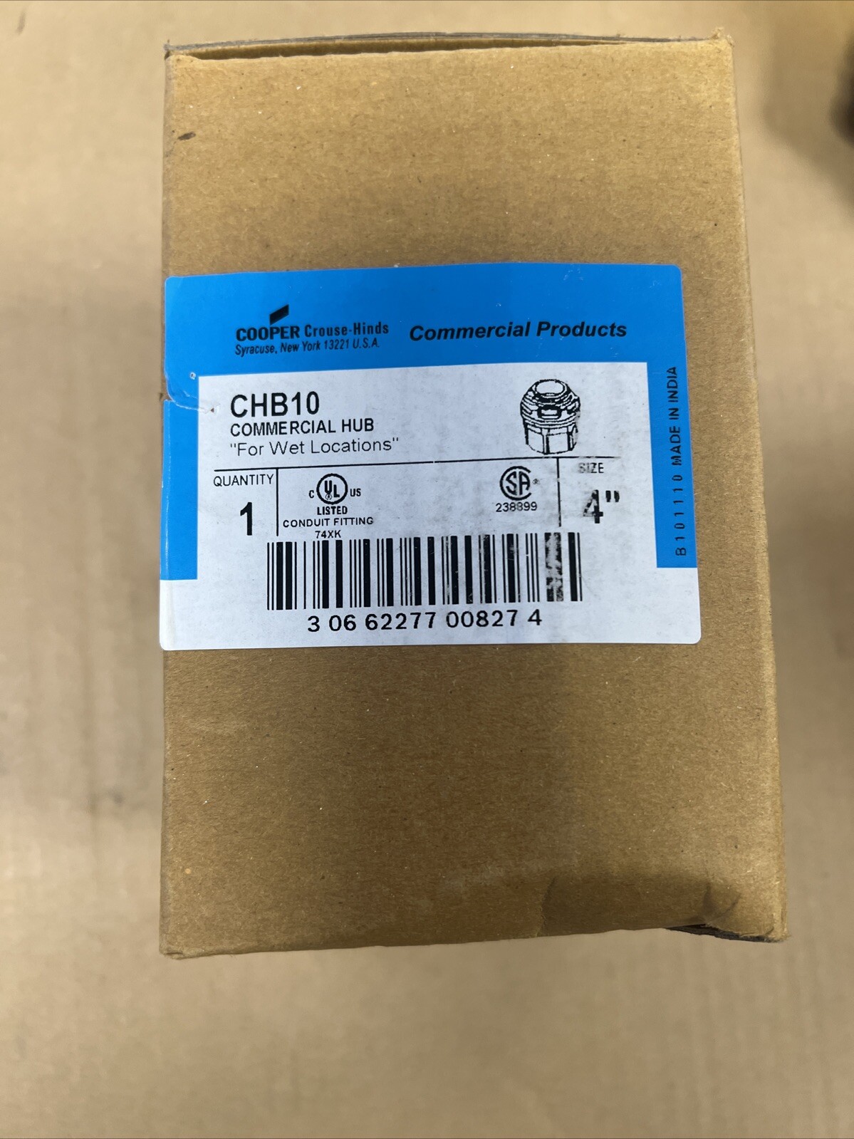 COOPER CROUSE-HINDS CHB10 COMMERCIAL HUB 4″ FOR WET LOCATIONS
