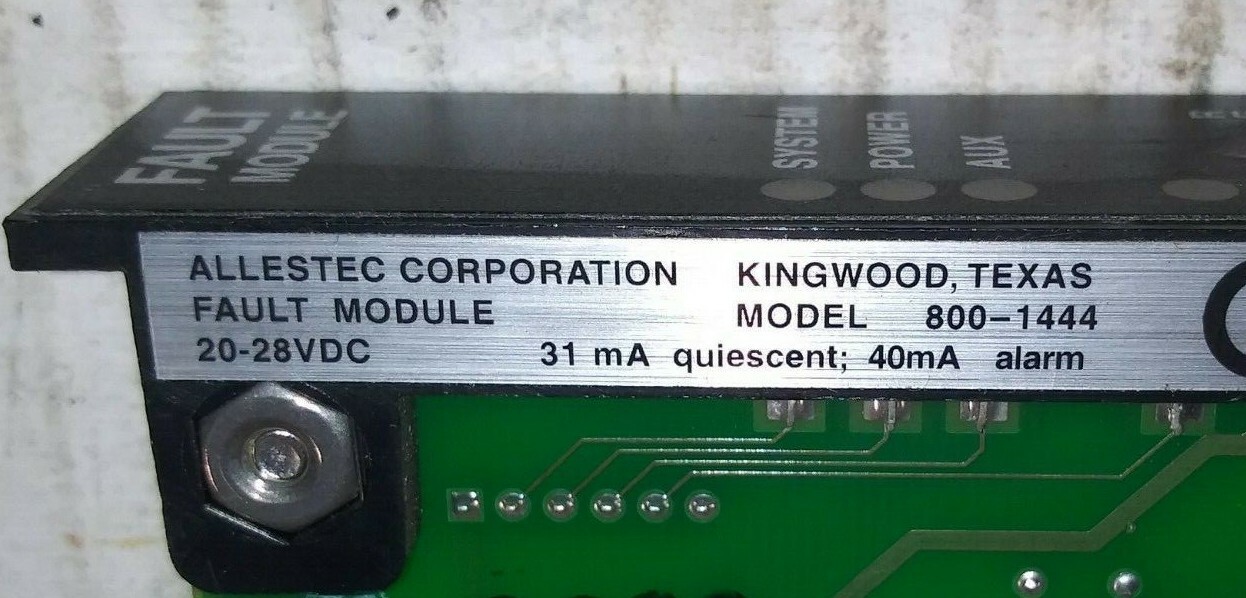 1 USED ALLESTEC 800-1444 FAULT MODULE 20/28VDC ***MAKE OFFER***