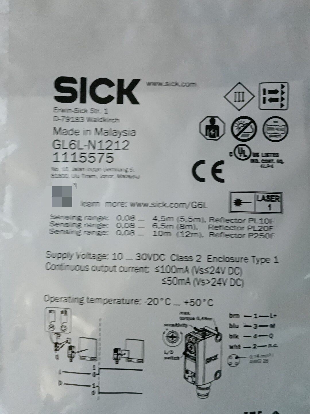 1P NEW SICK GL6L-N1212 Photoelectric Sensor