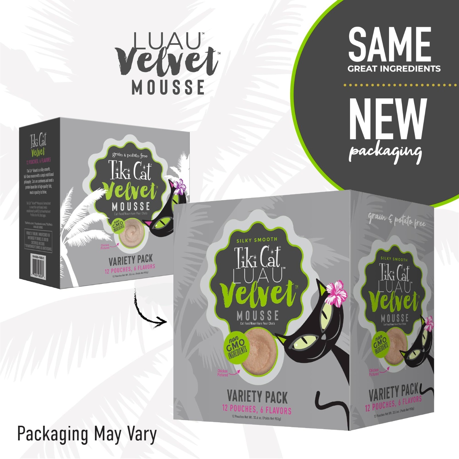 2 PACK Tiki Cat Velvet Mousse, Protein Blend in Broth Variety Pack, (Pack of 12)