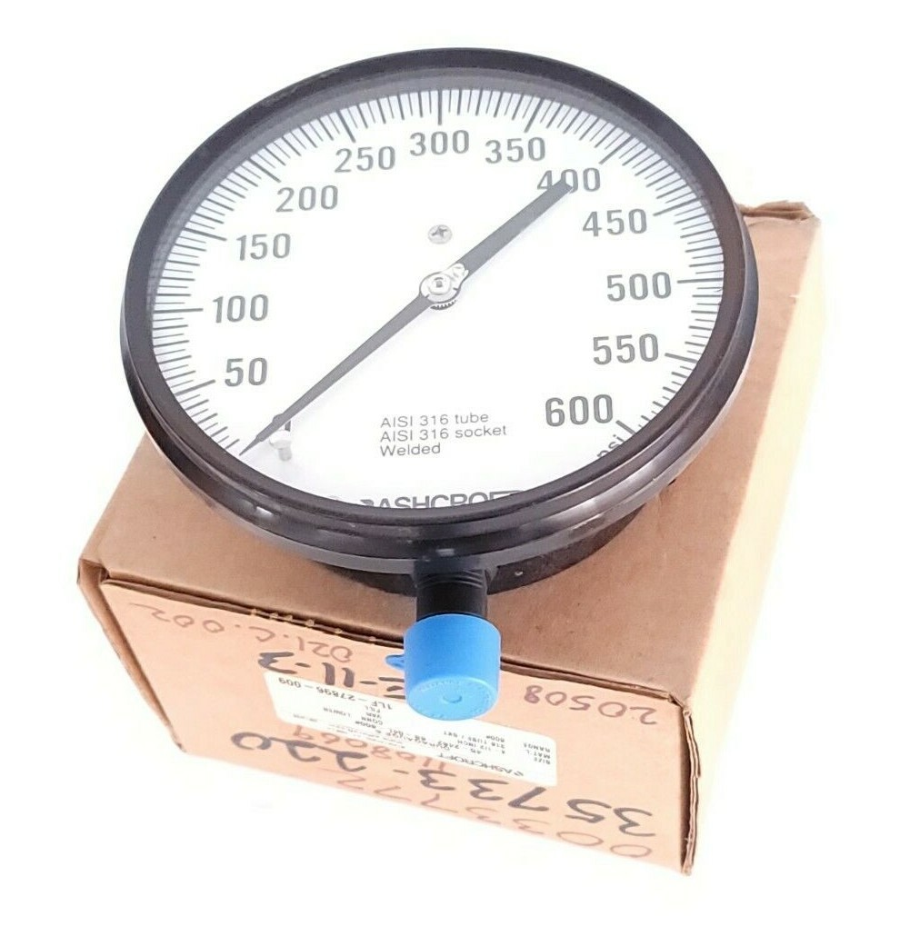 NIB ASHCROFT 45-2462-SS-04L-600# DURAGAUGE SIZE: 4-1/2” 452462SS04L RANGE: 600#