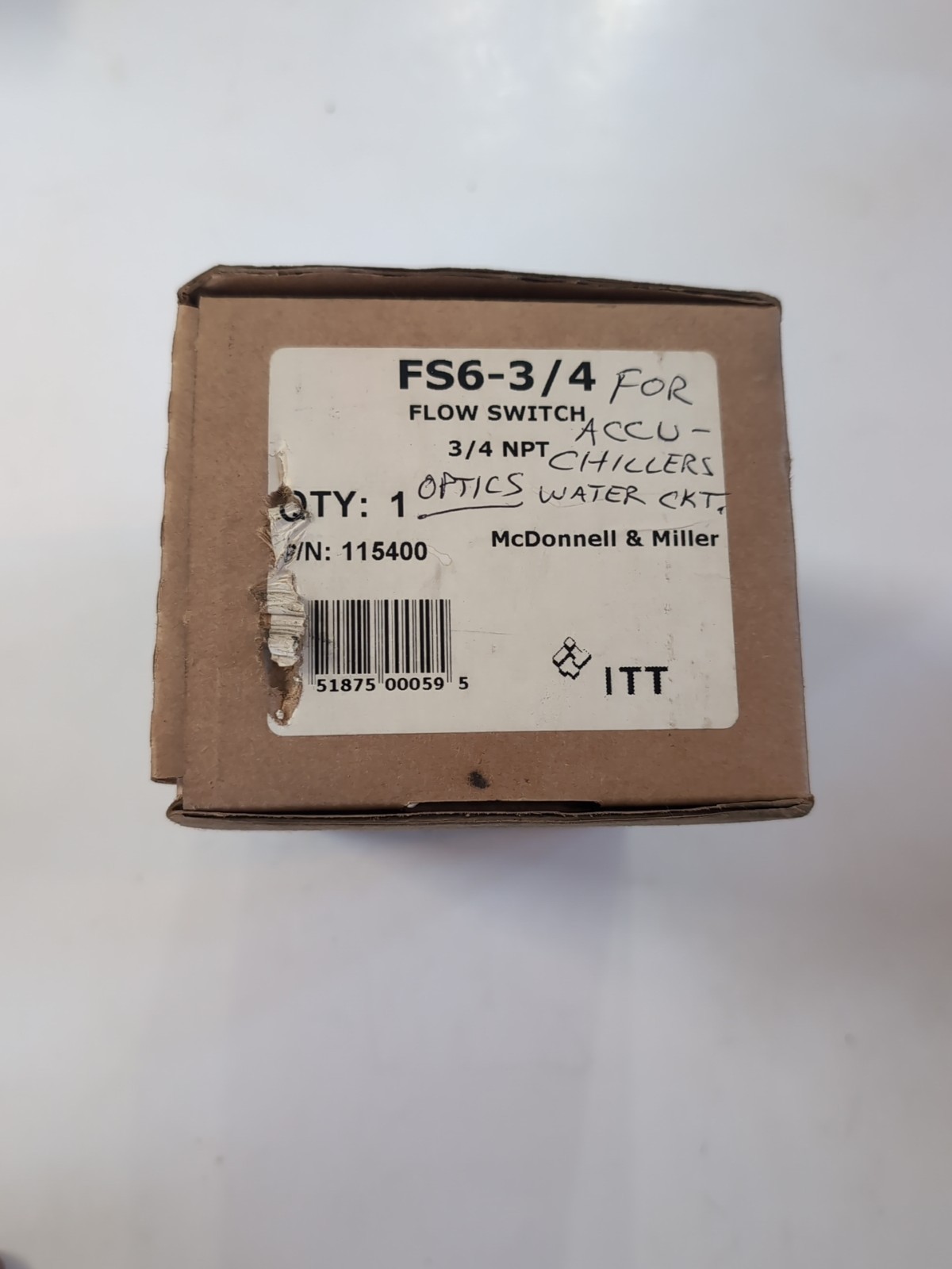 ITT MCDONNELL & MILLER FS6-3/4 FLOW SWITCH 3/4 NPT 115400 FS634