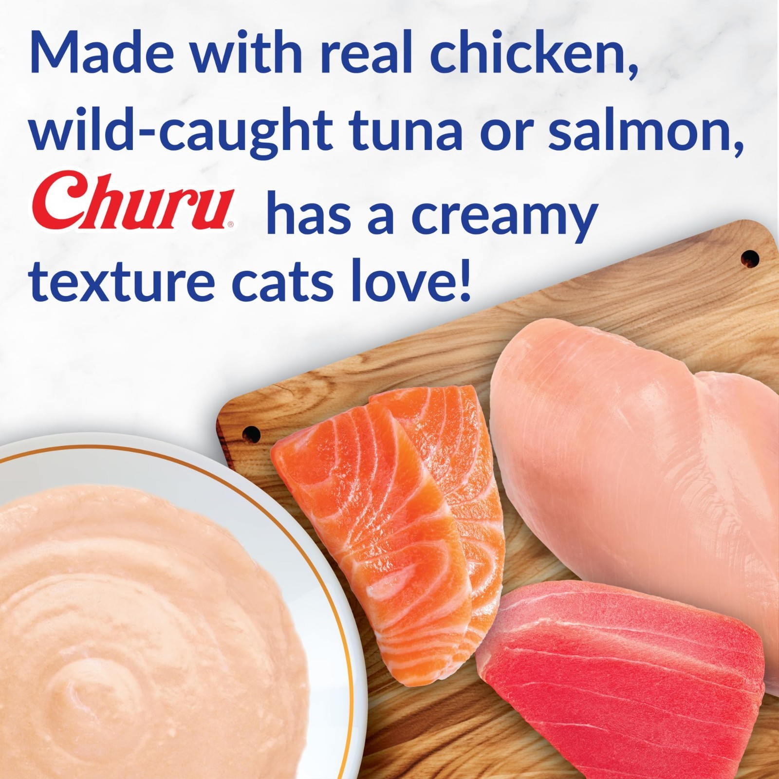 Inaba Churu Puree Lickable Cat Treat Variety Pack – Tuna & Chicken, 50 Count,2pk