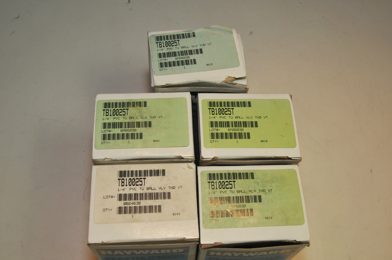 5pcs Hayward TB10025T 1/4″ Socket True Union Ball Valves w/ Viton Seals