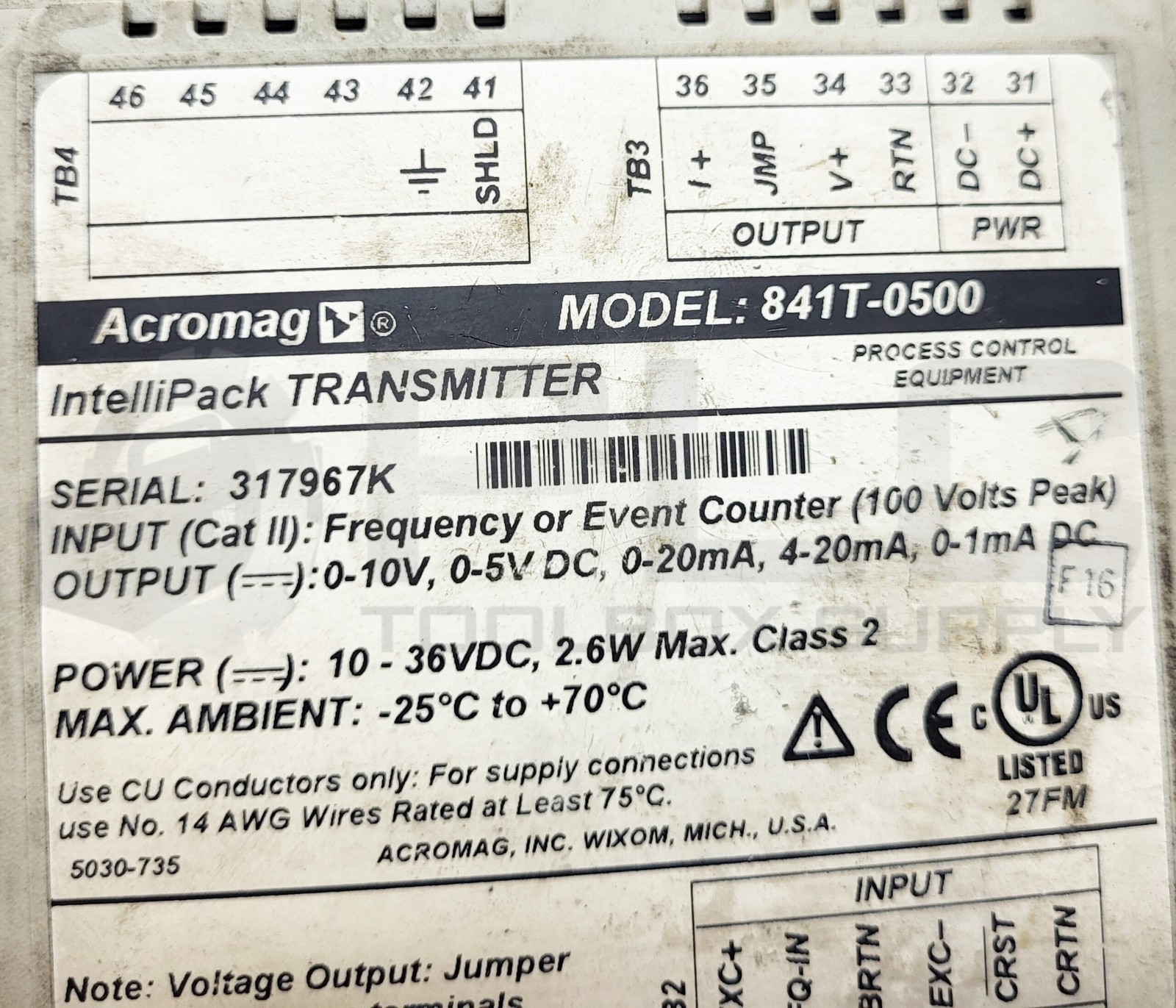 ACROMAG 841T-0500 INTELLIPACK TRANSMITTER 0-10V 0-5VDC