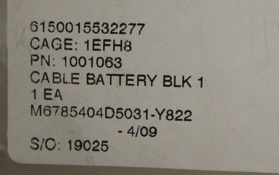15 Ft Electrical Lead Battery Cable – PN 1001063 – NSN 6150-01-553-2277 – New