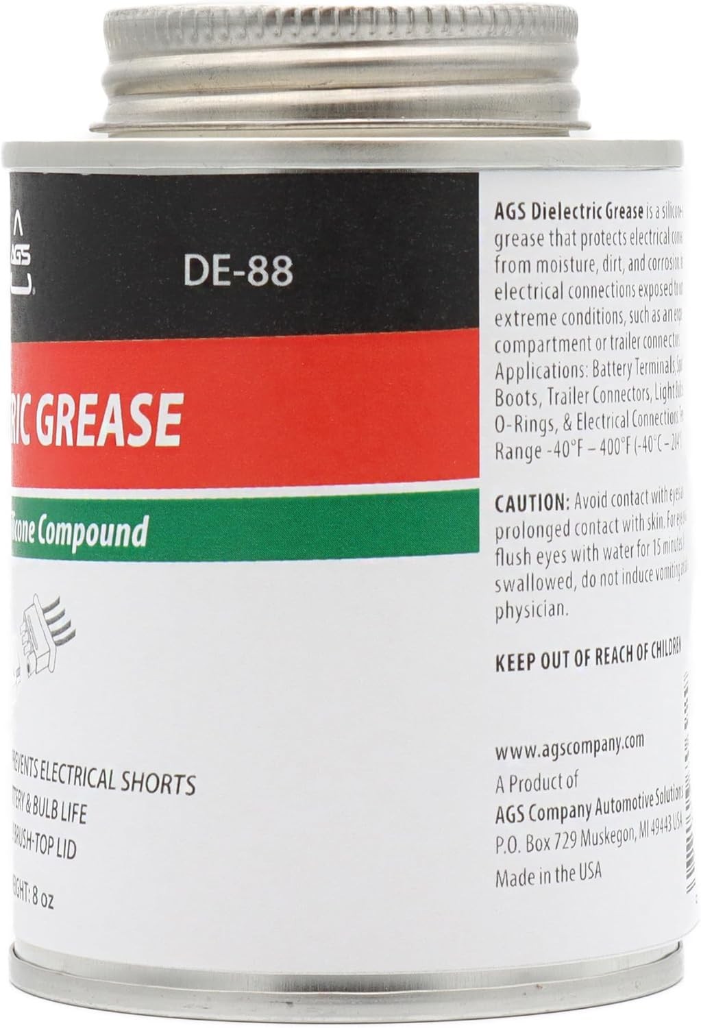 AGS Automotive Solutions Brush Top Can Dielectric Silicone Grease 8oz