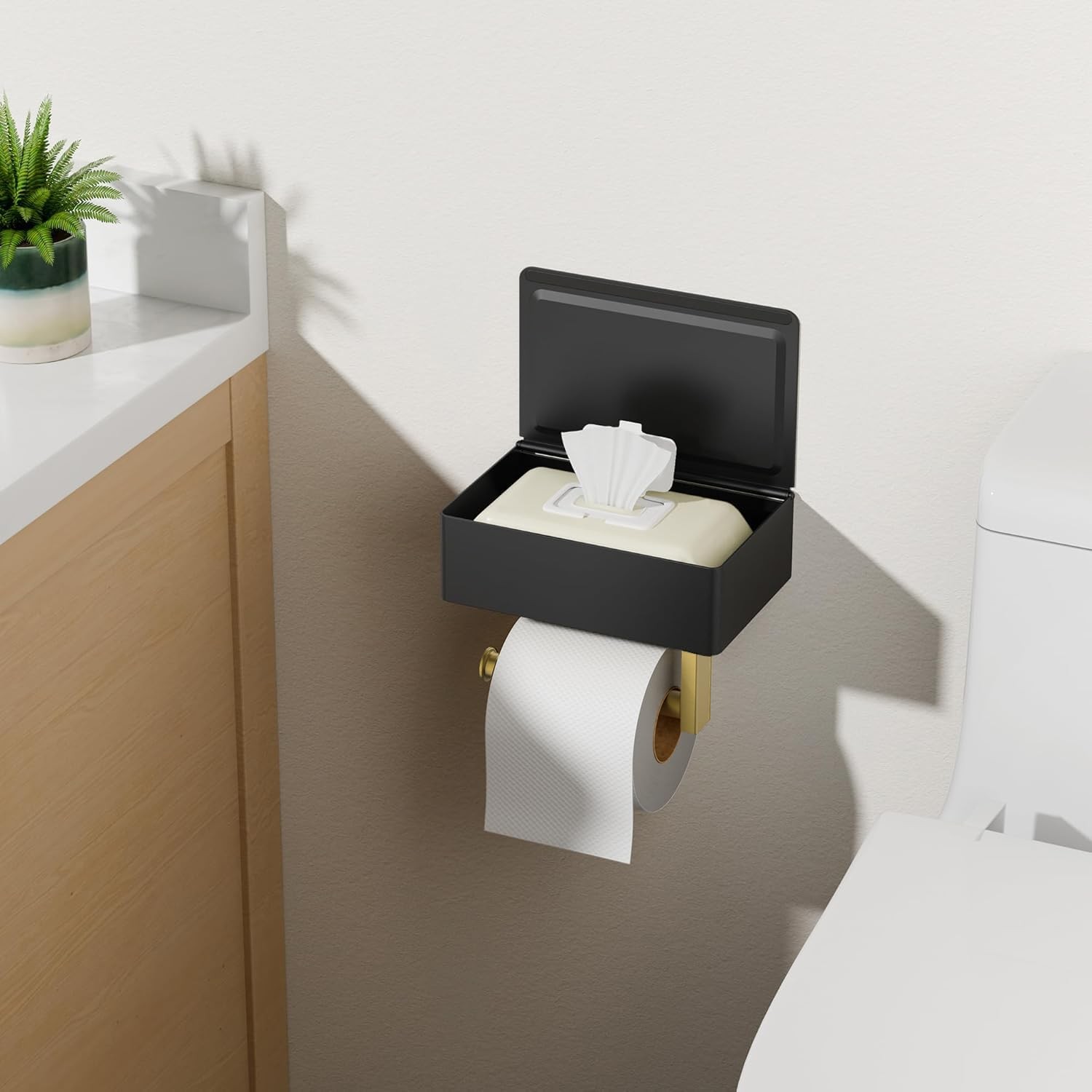 FORIOUS Toilet Paper Holder with Shelf, SUS304 Stainless Steel Wall Mount Toi…