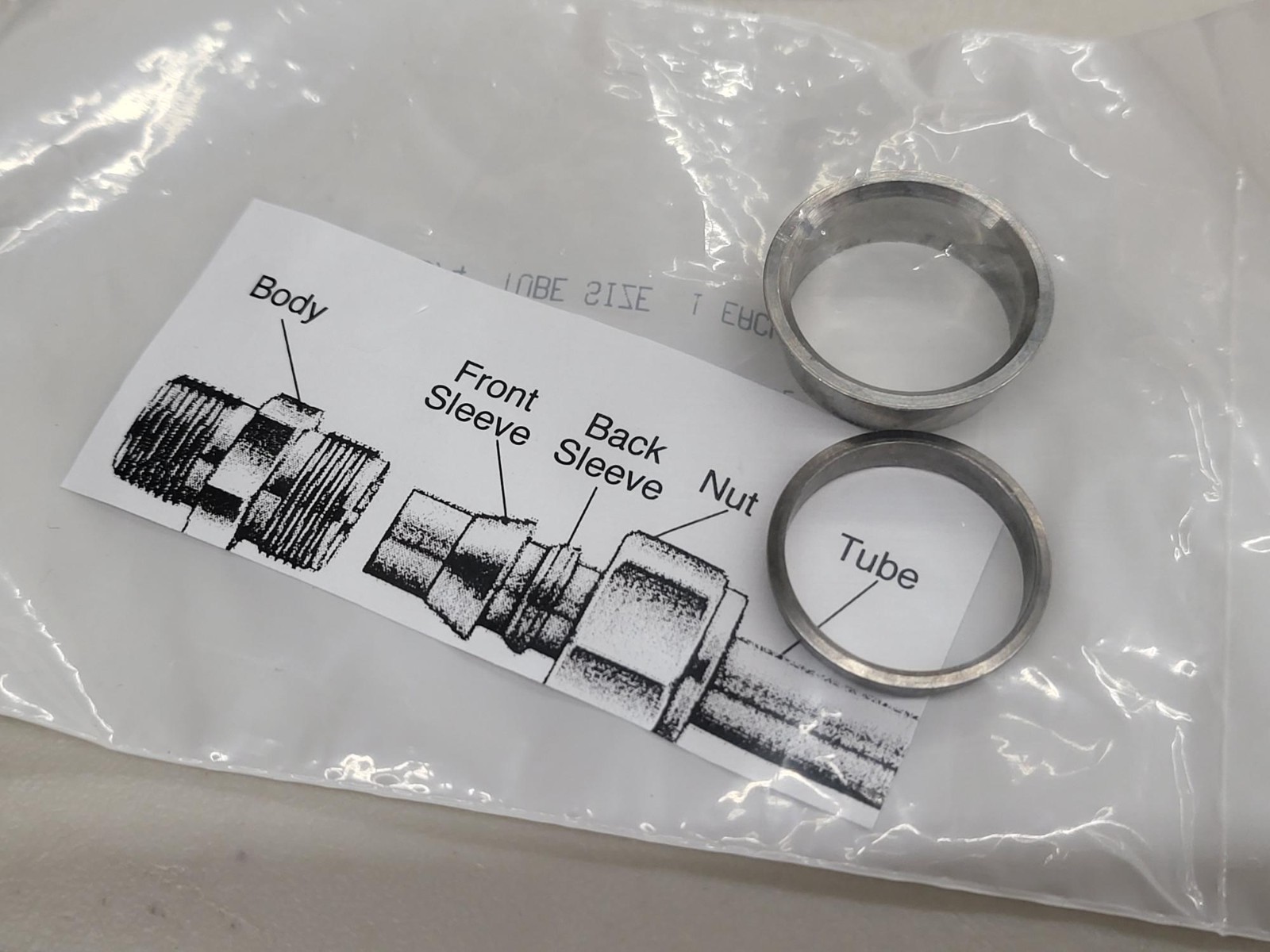 LOT OF 5 YOR LOK STAINLESS FRONT AND BACK SLEEVE 3/4″ TUBE SIZE FREE SHIPPING E4