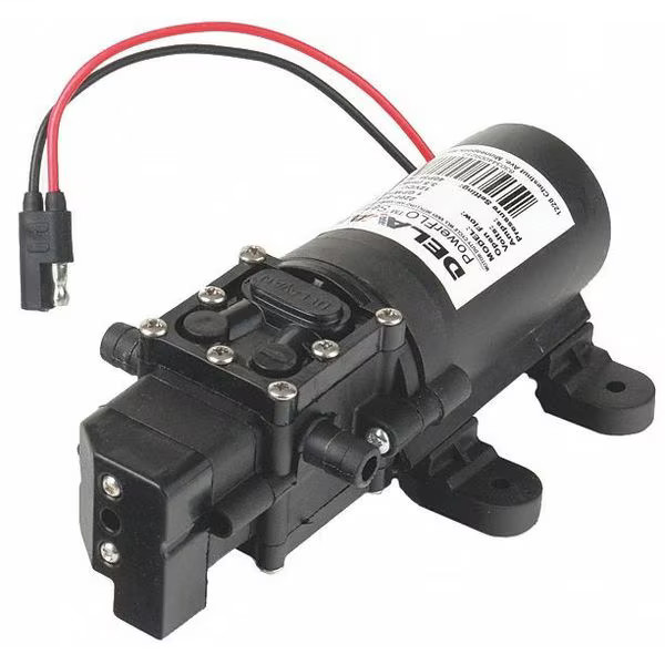Delavan Fluid Power Diaphragm Pump, Polypropylene, Santoprene(R), 12VDC, 1.0 GPM