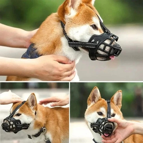 Large Pet Dog Basket Muzzle Mouth Cover Mesh Cage NoBarking Biting Chewing Black