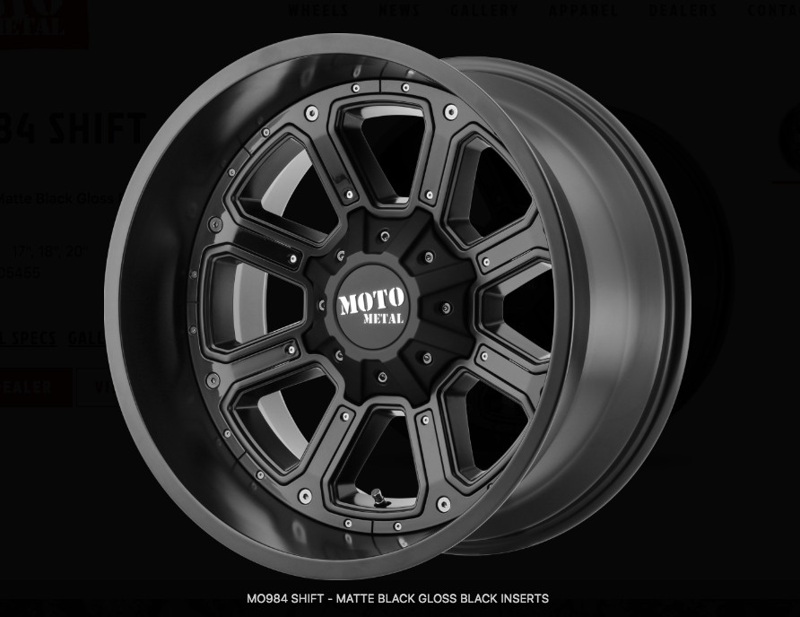 Moto Metal MO984 Shift Wheel Rim 18×9 J-2 Matte Black Gloss Inserts 18″