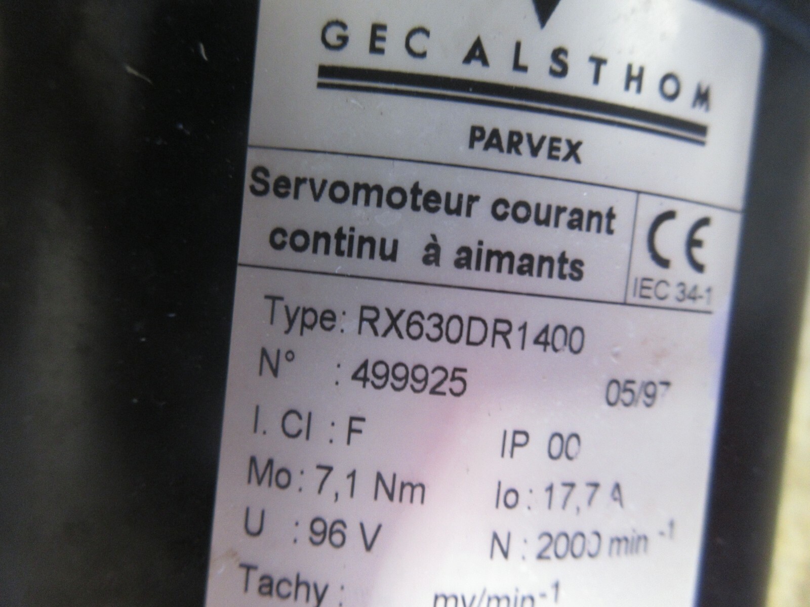 PARVEX GEC ALSTHOM SERVO MOTOR RX630DR1400 845M-5S65LD3000R 12598229 EACH 1