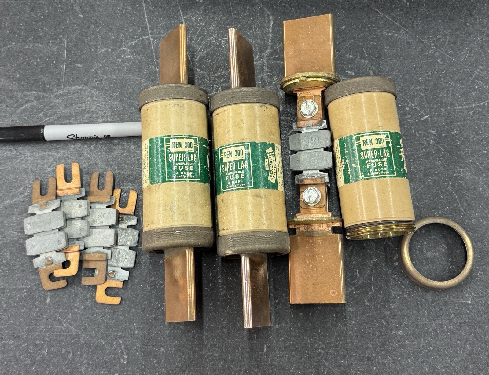 LOT OF 3 BUSSMAN BUSS REN 300 SUPER-LAG RENEWABLE FUSE 250V 300A NEW #02D16PR5