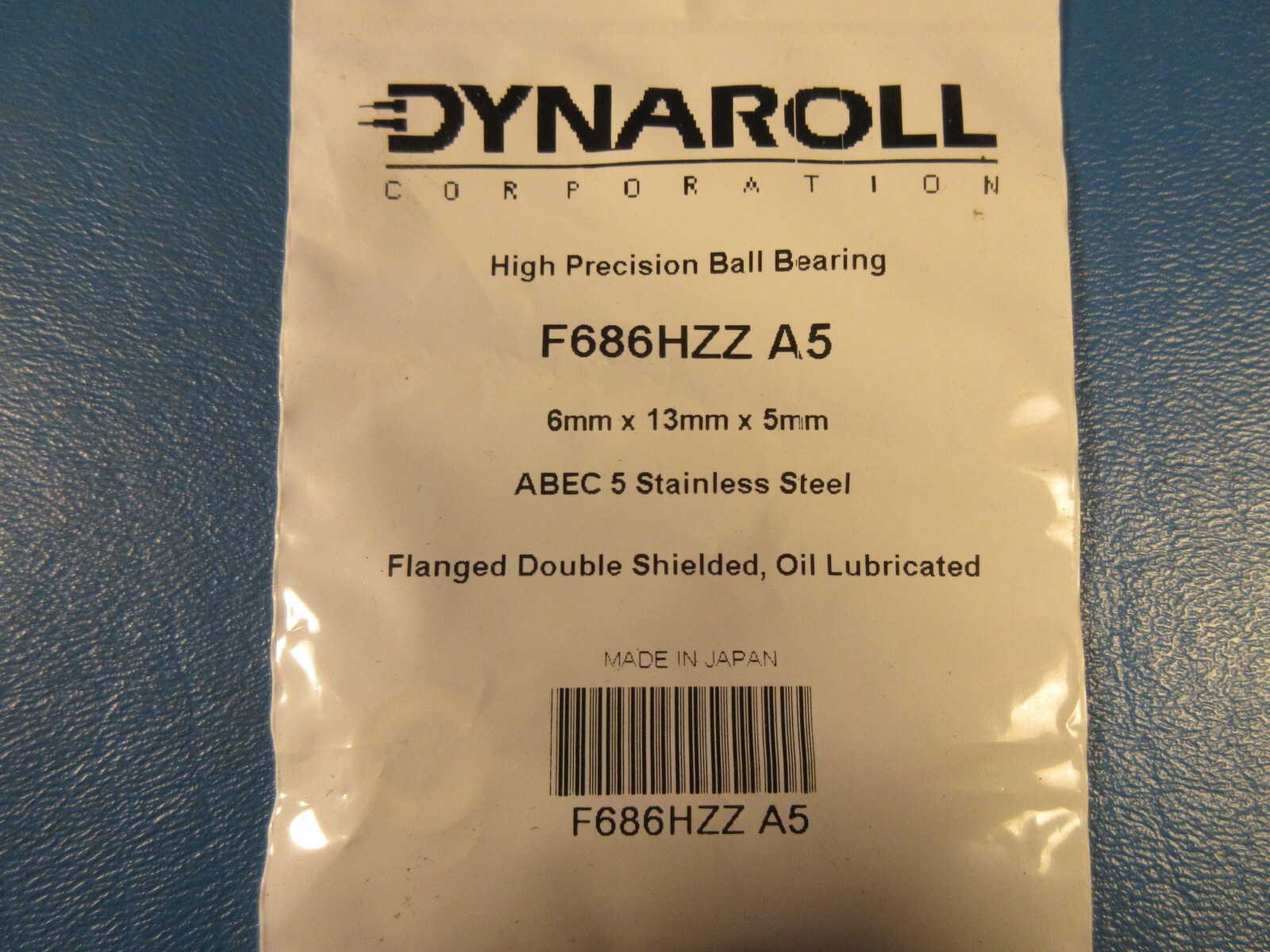 Lot of 6 DYNAROLL F686HZZ A5, Precision StainlessSteel Ball Bearing, Flanged