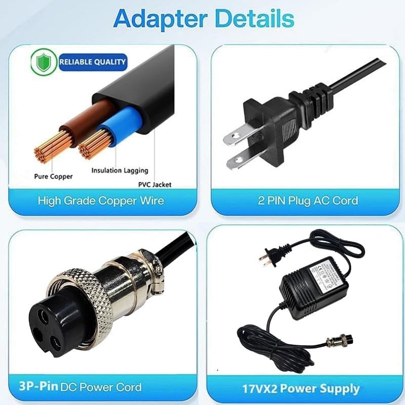 AC 17Vx2 600Ma Mixer Power Supply Mixing Console Adapter,3-Pin Connector Pedalbo