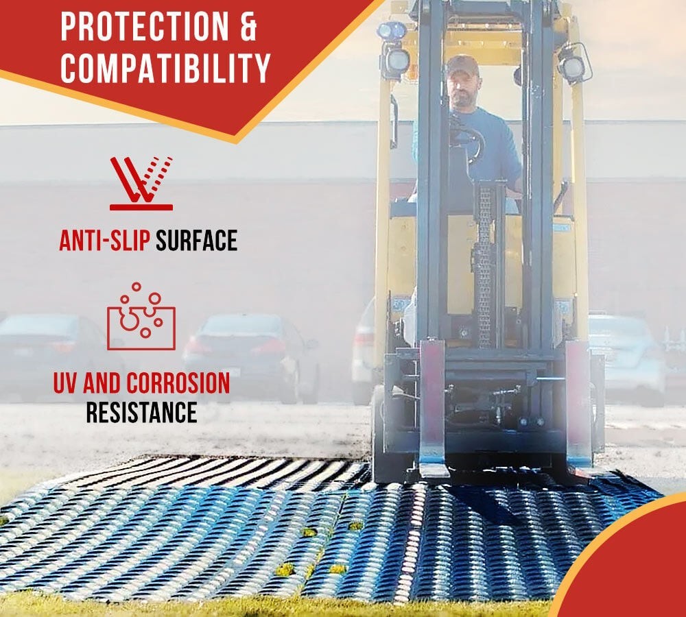 New Bulk Ground Protection Diamond Mats 95″ x 42″ Diamond Plate HDPE w/brackets