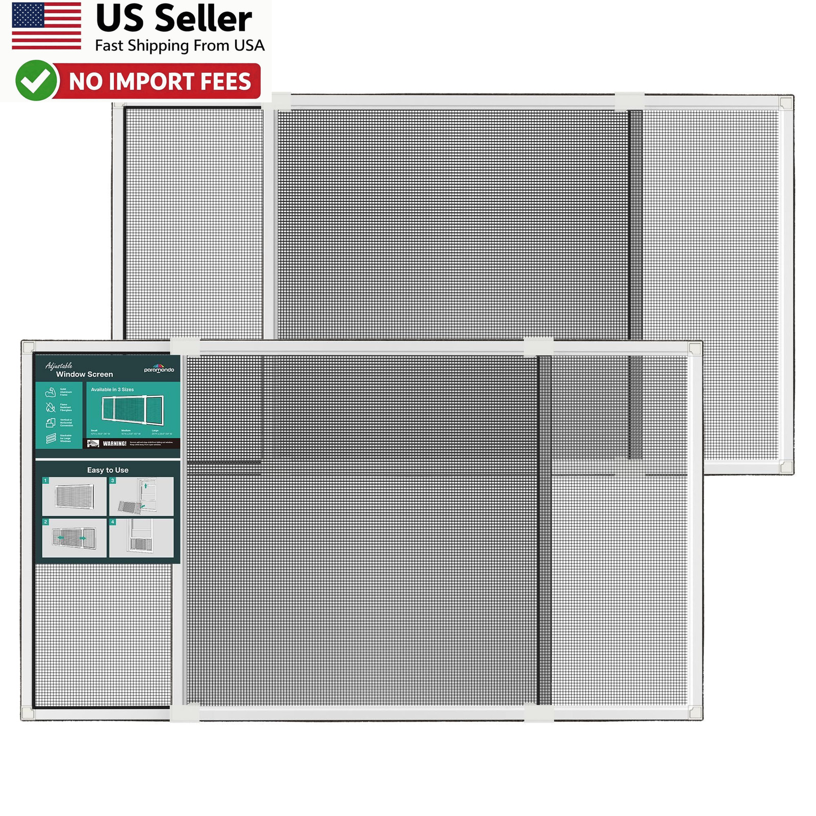 Expandable Adjustable Window Screen 20×28.6-54in 2 Pack Replacement FROM USA