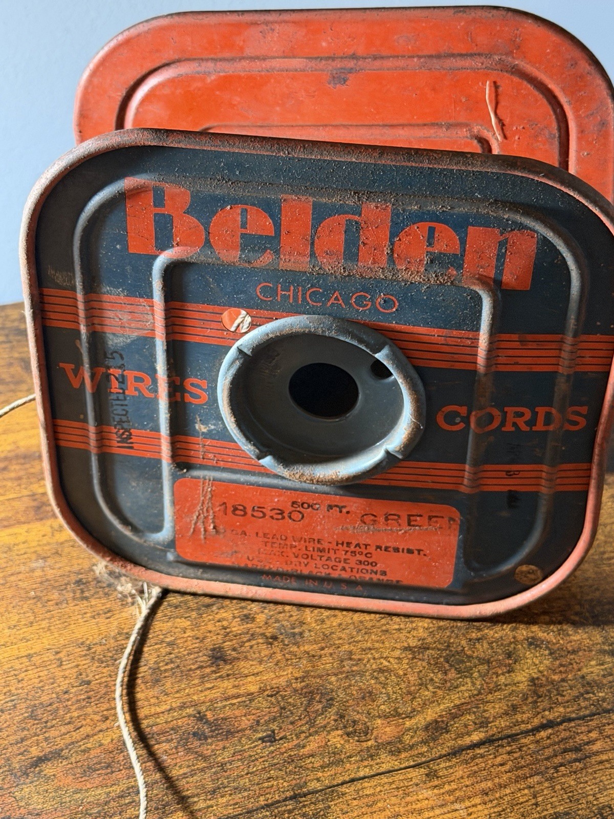 Belden Vintage Wood/Metal Wire Spool Chicago Manufacturing