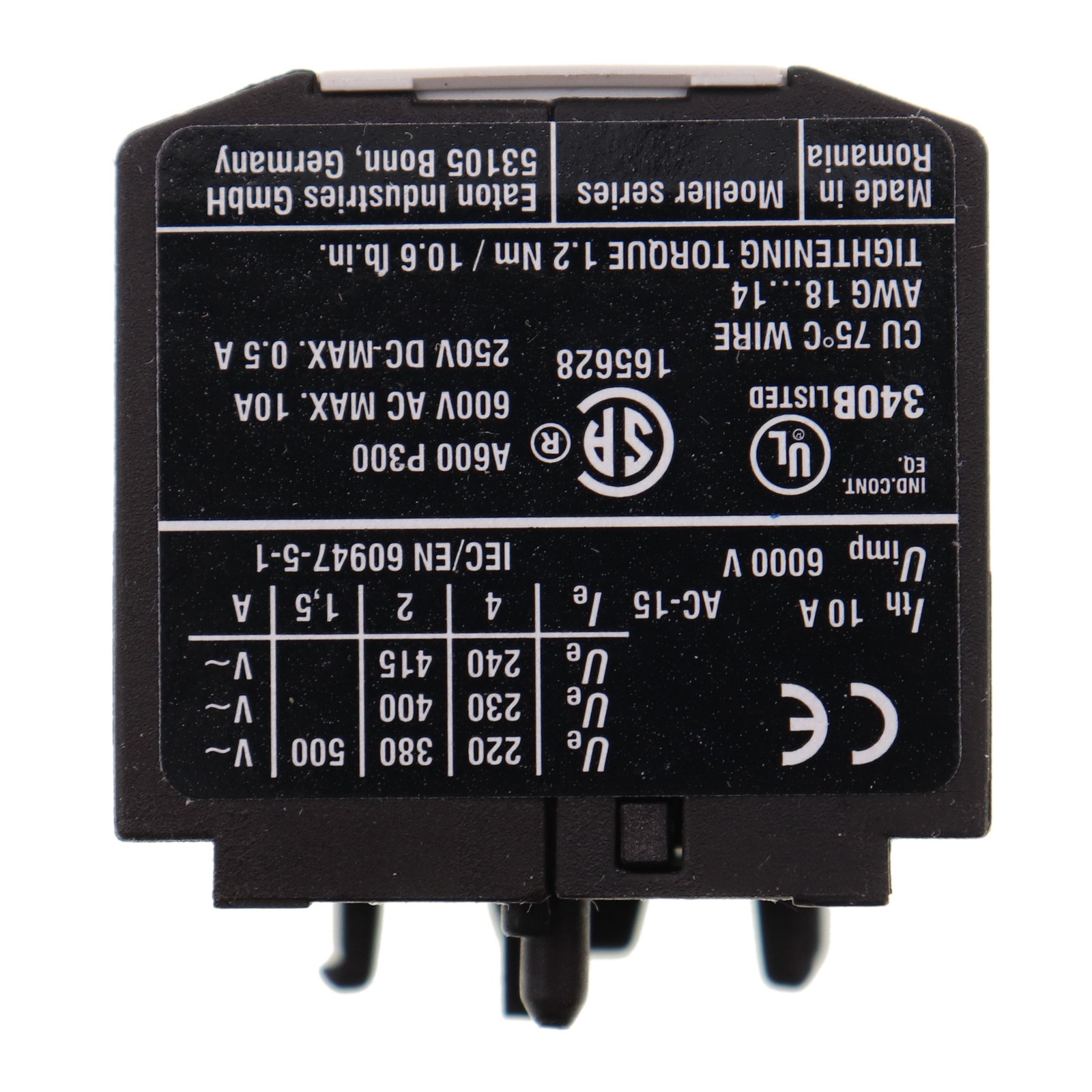 EATON XTMCXFC22 MOTOR CONTROL AUXILIARY CONTACT, 4-POLE, 2NO-2NC, 10A