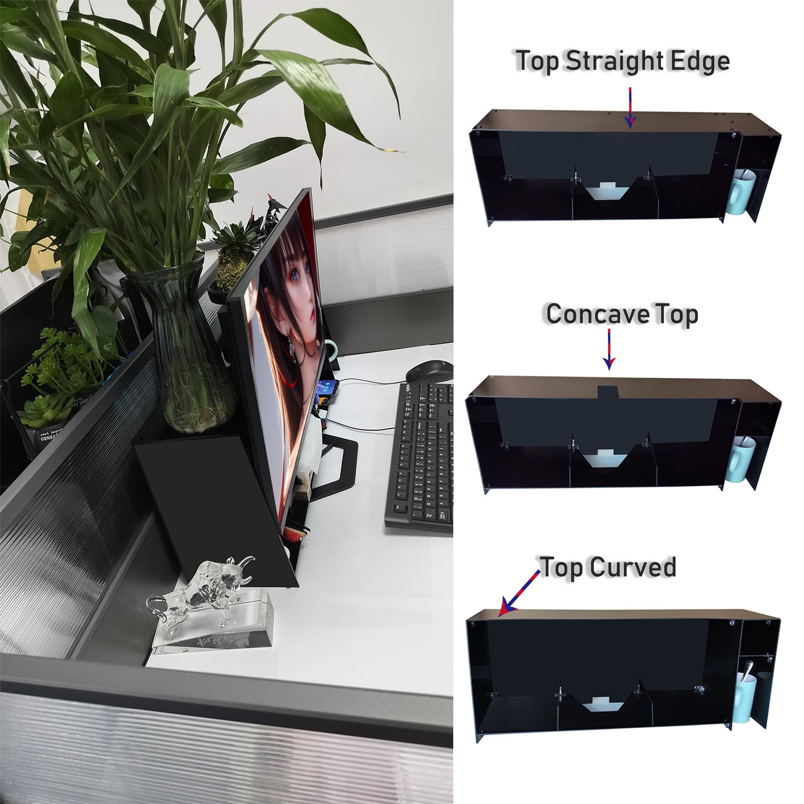DPYSG_TO Desktop organizer shelf over monitor-Desktop 11 inches high, Black