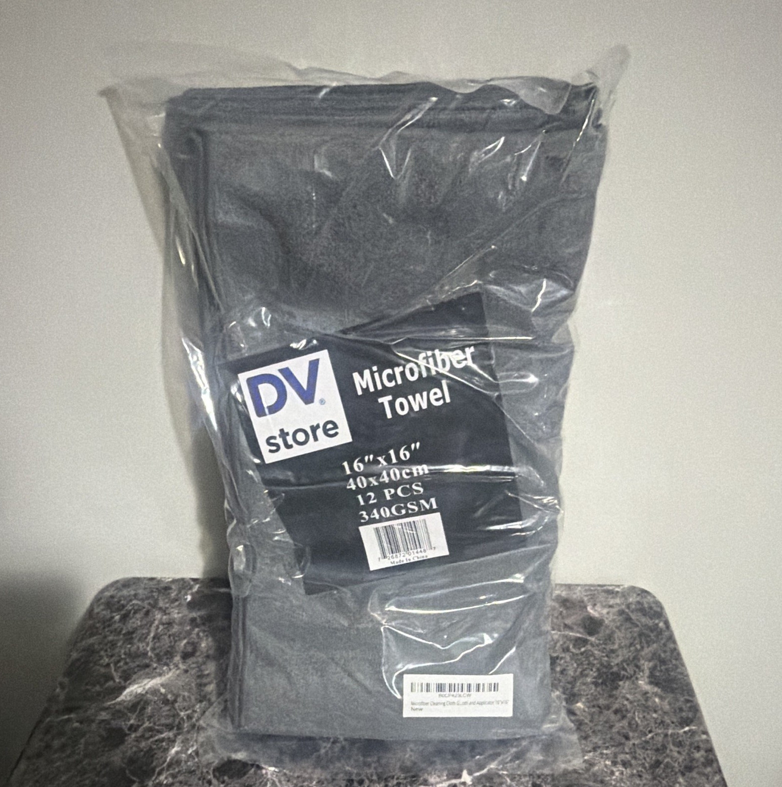 DV store Microfiber Towel 16×16 in (40×40 cm) Gray 24 PCS 340GSM