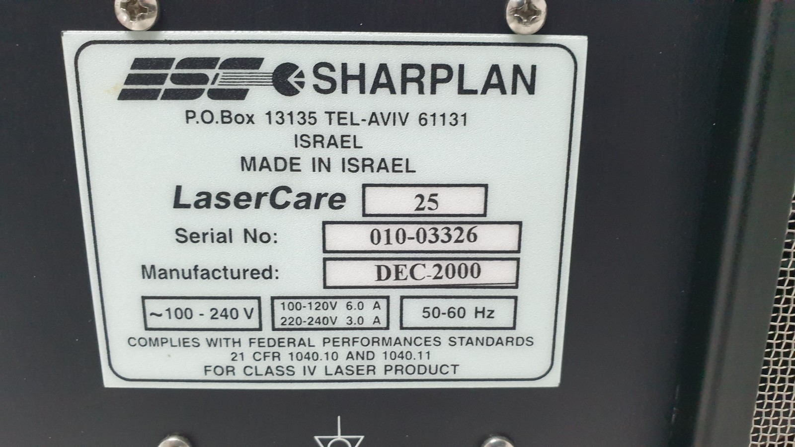 ESC / Sharplan LaserCare 25 Laser System – Model: LaserCare 25