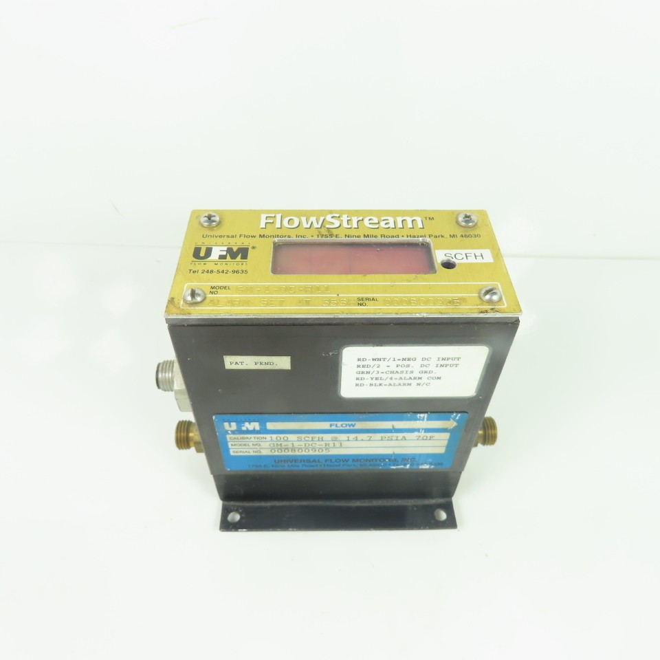 Flow Stream GM-1-DC-R11 Universal Flow Monitors 100 SCFH 14.7 PSIA 70F
