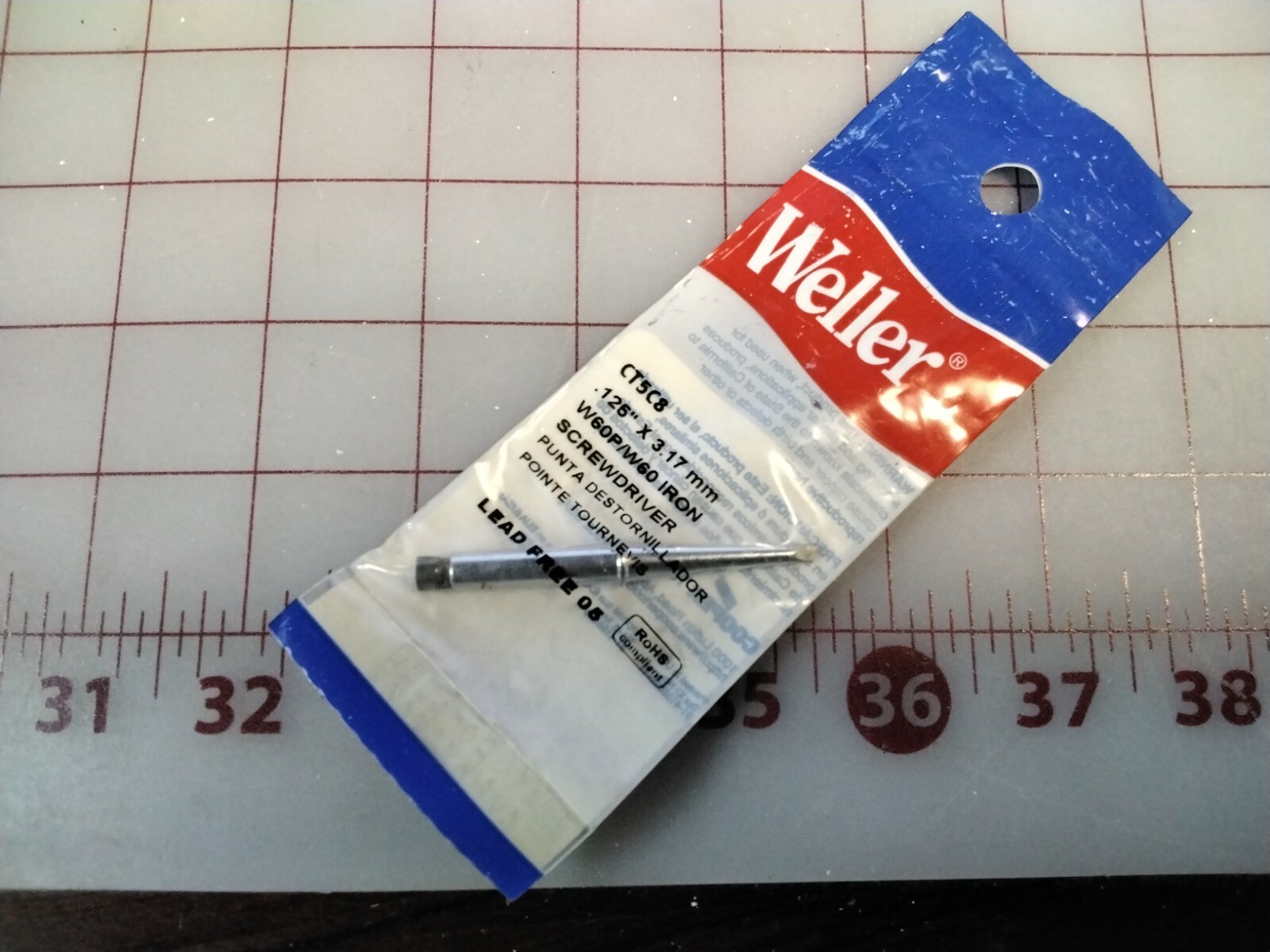 Weller CT5C8 Soldering Iron Tip, Screwdriver, 3.18 mm (lot of 5)