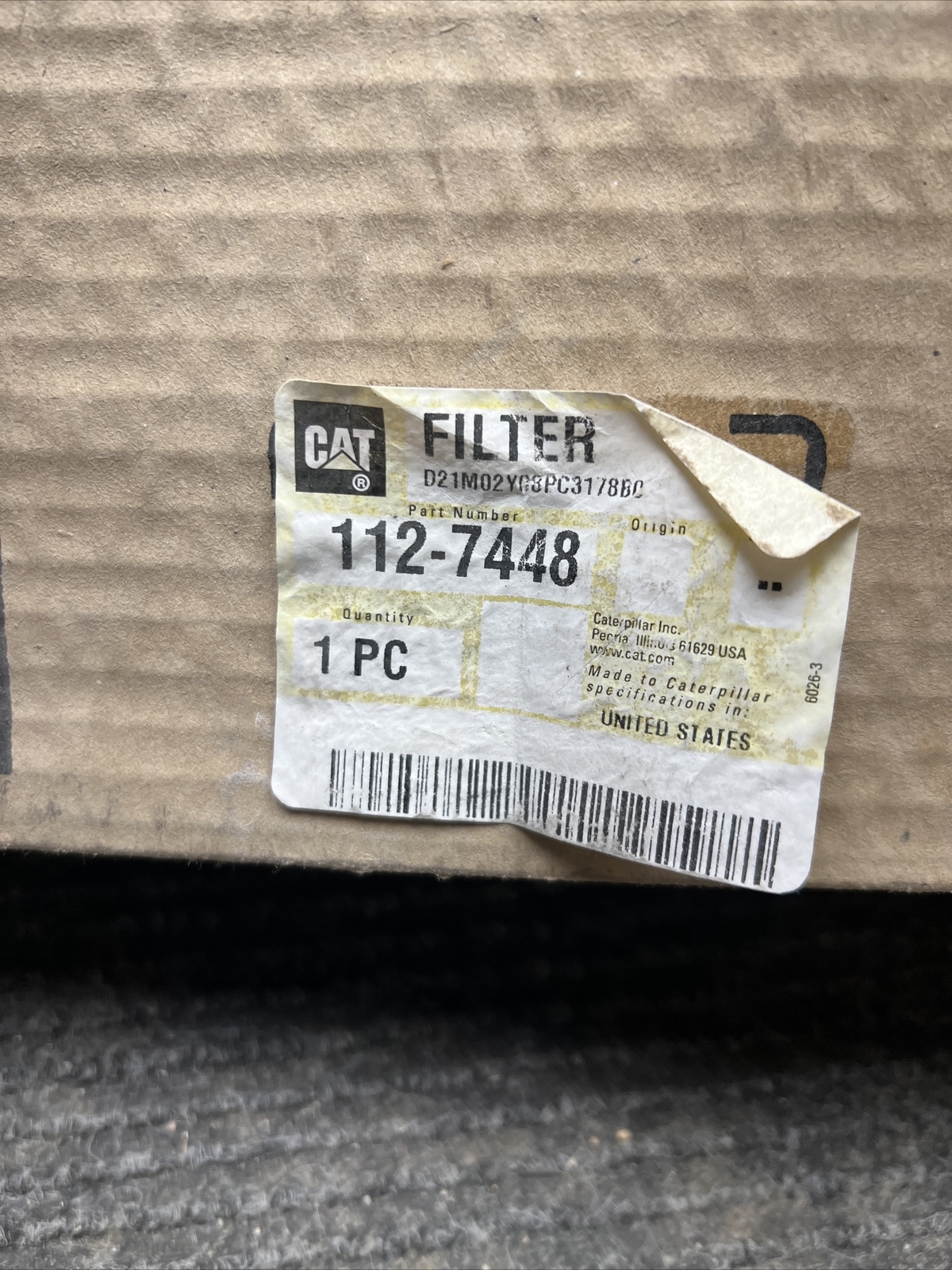 Genuine Caterpillar Air Filter Element 112-7448